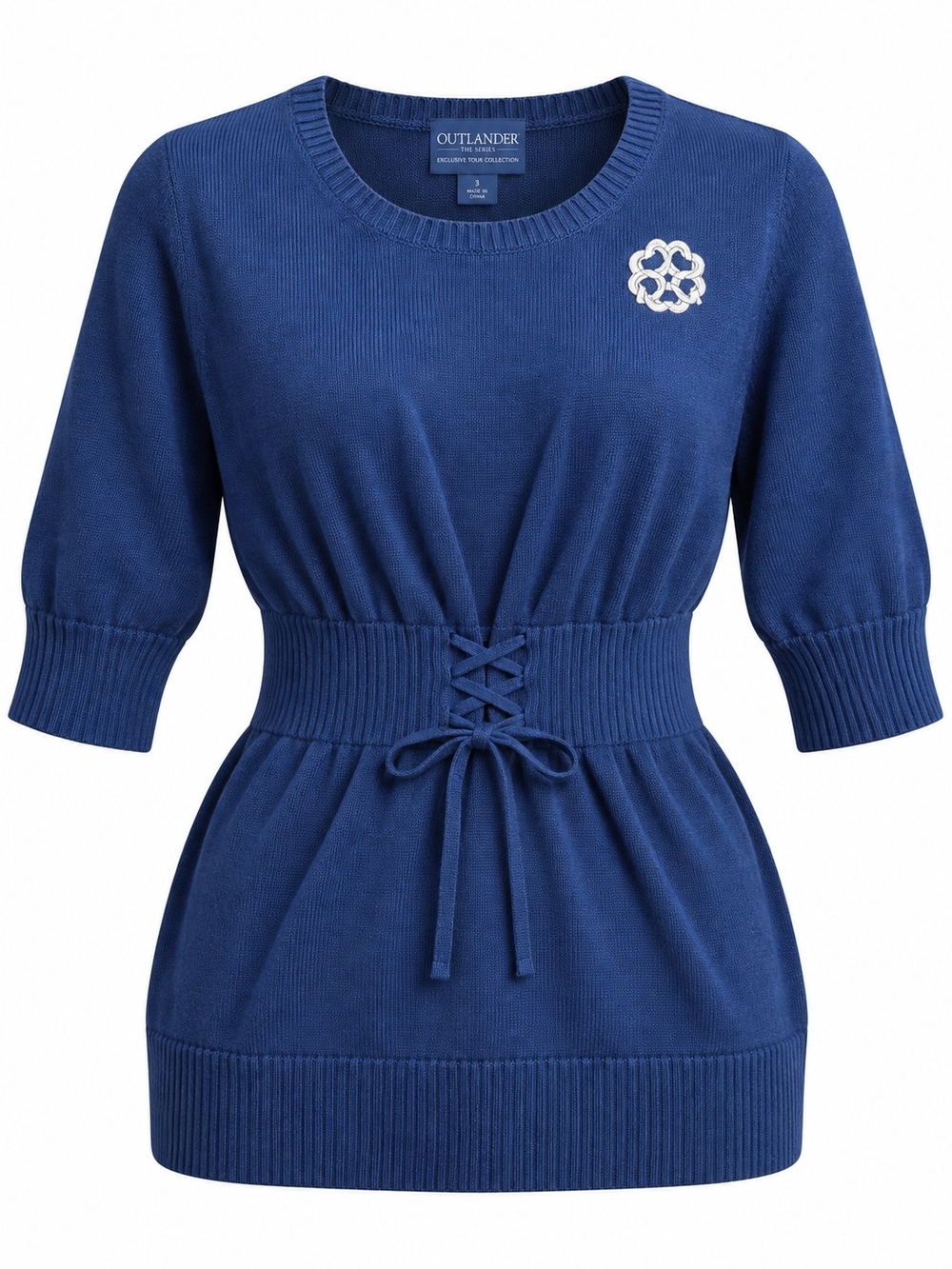 TORRID X OUTLANDER | Peacoat Blue Celtic Lace Up Corset Tunic Sweater | 3X 22 24